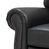 Flavio 81″ Genuine Leather Sofa – Vintage Glam Mid-Century Design