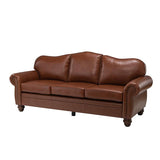 Flavio 81″ Genuine Leather Sofa – Vintage Glam Mid-Century Design
