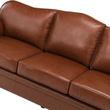 Flavio 81″ Genuine Leather Sofa – Vintage Glam Mid-Century Design