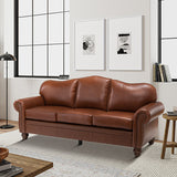 Flavio 81″ Genuine Leather Sofa – Vintage Glam Mid-Century Design