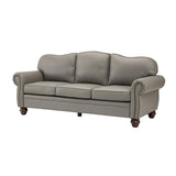Flavio 81″ Genuine Leather Sofa – Vintage Glam Mid-Century Design