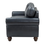 Flavio 81″ Genuine Leather Sofa – Vintage Glam Mid-Century Design