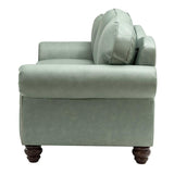 Flavio 81″ Genuine Leather Sofa – Vintage Glam Mid-Century Design