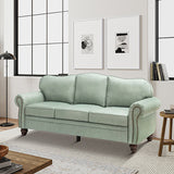 Flavio 81″ Genuine Leather Sofa – Vintage Glam Mid-Century Design