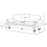 Flavio 81″ Genuine Leather Sofa – Vintage Glam Mid-Century Design
