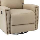 Aniceta 30.31" Wide Genuine Leather Swivel Rocker Glider Recliner