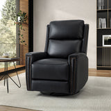 Aniceta 30.31" Wide Genuine Leather Swivel Rocker Glider Recliner