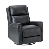 Aniceta 30.31" Wide Genuine Leather Swivel Rocker Glider Recliner