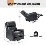 Aniceta 30.31" Wide Genuine Leather Swivel Rocker Glider Recliner