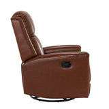 Aniceta 30.31" Wide Genuine Leather Swivel Rocker Glider Recliner