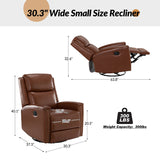 Aniceta 30.31" Wide Genuine Leather Swivel Rocker Glider Recliner