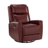 Aniceta 30.31" Wide Genuine Leather Swivel Rocker Glider Recliner