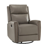 Aniceta 30.31" Wide Genuine Leather Swivel Rocker Glider Recliner