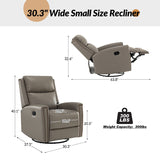 Aniceta 30.31" Wide Genuine Leather Swivel Rocker Glider Recliner