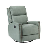 Aniceta 30.31" Wide Genuine Leather Swivel Rocker Glider Recliner