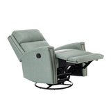 Aniceta 30.31" Wide Genuine Leather Swivel Rocker Glider Recliner