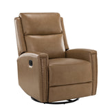 Aniceta 30.31" Wide Genuine Leather Swivel Rocker Glider Recliner
