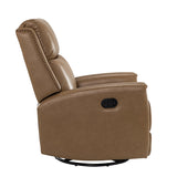 Aniceta 30.31" Wide Genuine Leather Swivel Rocker Glider Recliner