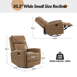 Aniceta 30.31" Wide Genuine Leather Swivel Rocker Glider Recliner