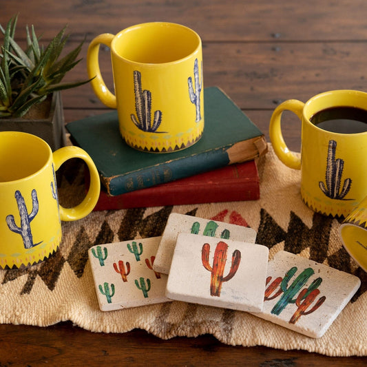 Saguaro Cactus Border Mug, Set of 4, 2 MOQ