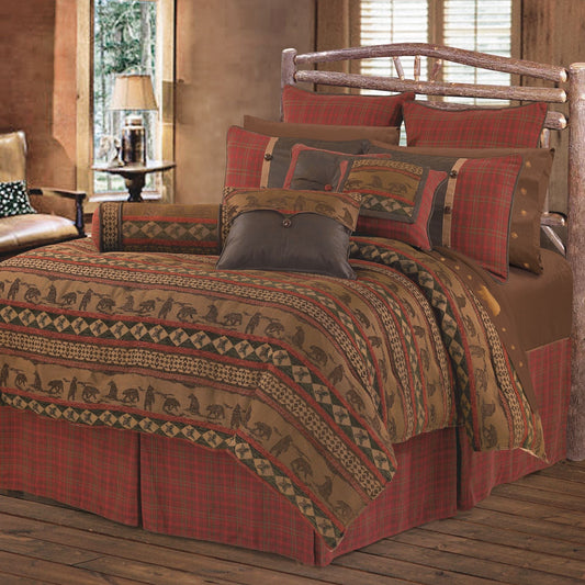 Cascade Lodge Bear Throw Pillow, Red Plaid
