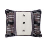 Whistler Velvet Oblong Pillow, Black, Gray & Cream Plaid