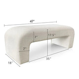 Lily 47" Modern Beige Boucle Waterfall Bench