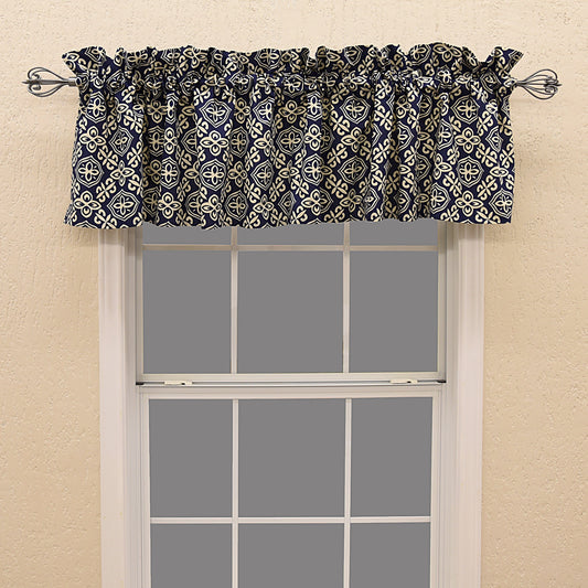 St. Clair Navy & White Cotton Kitchen Valance
