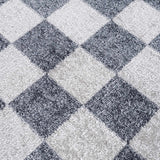 Alie Blue Gray Checkered Washable Rug