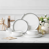 Luna Marble Pink 12 Piece Dinnerware Set