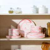 Luna Marble Pink 24 Piece Dinnerware Set for 8