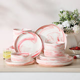 Luna Marble Pink 18 Piece Dinnerware Set