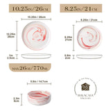 Luna Marble Pink 12 Piece Dinnerware Set