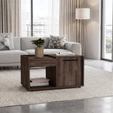 Tuhome Lyon Coffee Table with Single Door Cabinet, Open Lower Shelf, Dual Superior Top Surfaces, Modern Multifunctional Living Room Design for Organized Storage and Everyday Convenience in Contemporary Home Spaces