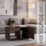 Tuhome Lyon Coffee Table with Single Door Cabinet, Open Lower Shelf, Dual Superior Top Surfaces, Modern Multifunctional Living Room Design for Organized Storage and Everyday Convenience in Contemporary Home Spaces