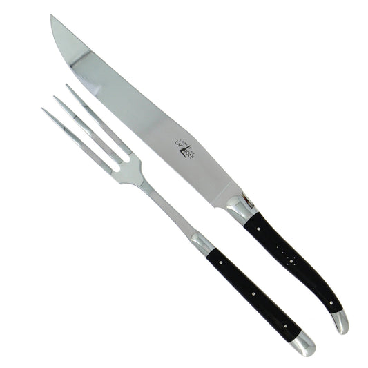 Laguiole Carving Set Ebony Handle Shiny Finish