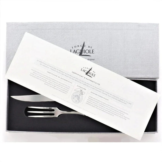 Laguiole Carving Set Olive Wood Handle Shiny Finish