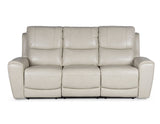Laurel Leather Dual-Power Reclining Sofa, Ivory