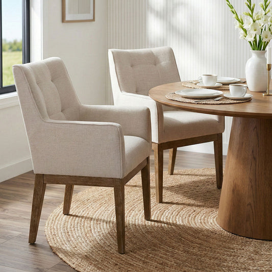 Lawrence Modern Upholstered Dining Chairs with Arms (Set of 2)