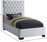 Lexi Velvet Bed with Tall Tufted Headboard and Chrome Legs for a Luxe Bedroom Experience
