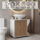 Phillips Under Sink Cabinet with Double Doors, Wide Freestanding Storage Unit with Open Back for Plumbing Access, Concealed Storage for Bathroom or Laundry Room Essentials, Modern Design