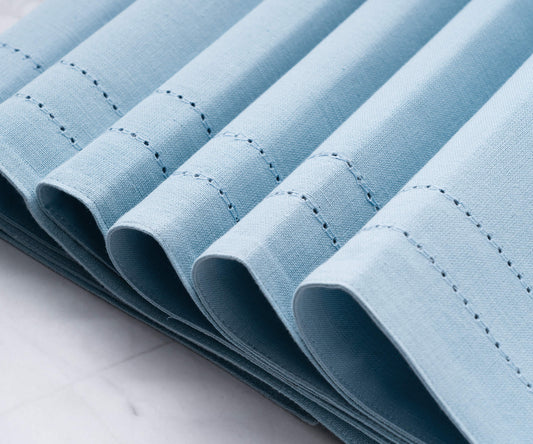 Light Blue Placemats - Double Hemstitched