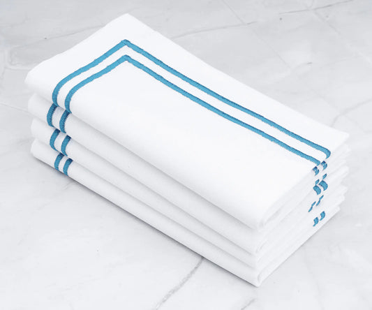 Light Blue Double Line Embroidery Napkins