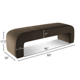 Lily 60" Modern Velvet Waterfall Bench