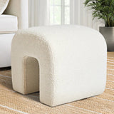 Lily 18'' Beige Boucle Upholstered Waterfall Ottoman (1-Piece)