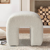 Lily 18'' Beige Boucle Upholstered Waterfall Ottoman (Set of 2)
