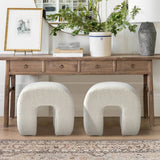 Lily 18'' Beige Boucle Upholstered Waterfall Ottoman (Set of 2)