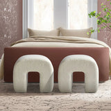 Lily 18'' Beige Boucle Upholstered Waterfall Ottoman (1-Piece)