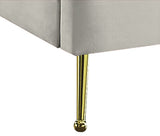 Lily Elegant Velvet Bed with Gold Steel Legs and Deep Channel Tufting for Contemporary Bedrooms