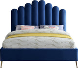 Lily Elegant Velvet Bed with Gold Steel Legs and Deep Channel Tufting for Contemporary Bedrooms